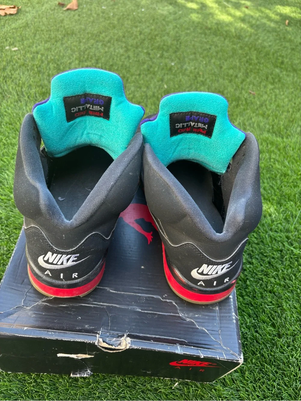 Jordan retro 5 black with Red, Purple & Teal Accents
